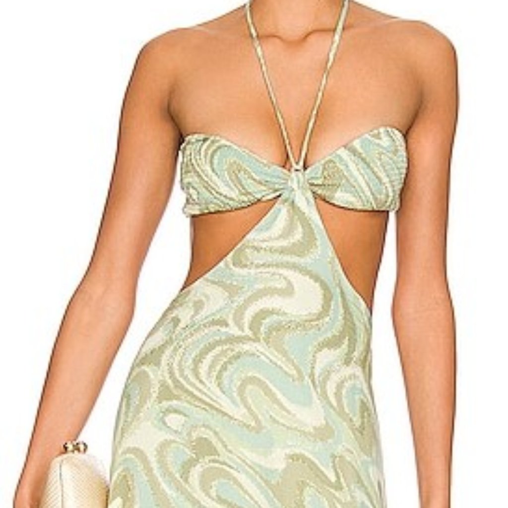 Nwt Indah Misha Bandeau Maxi Green S/M